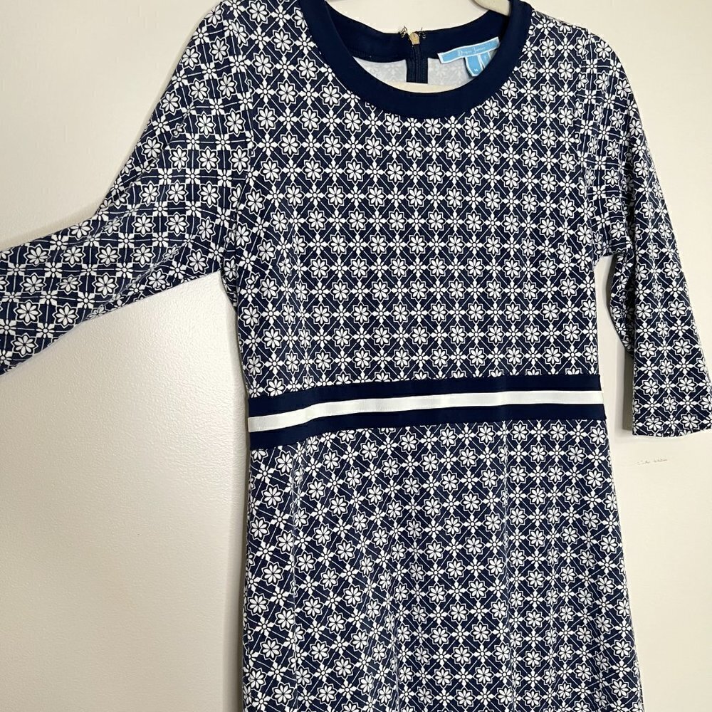 Draper James Honeycomb Floral Dress Reese Witherspoon Contrast Waistband DRK0288 - Picture 2 of 11
